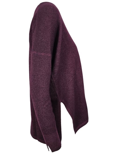 maglia donna over scollo a v sovratinto melanzana. Base Milano | B2102-857186